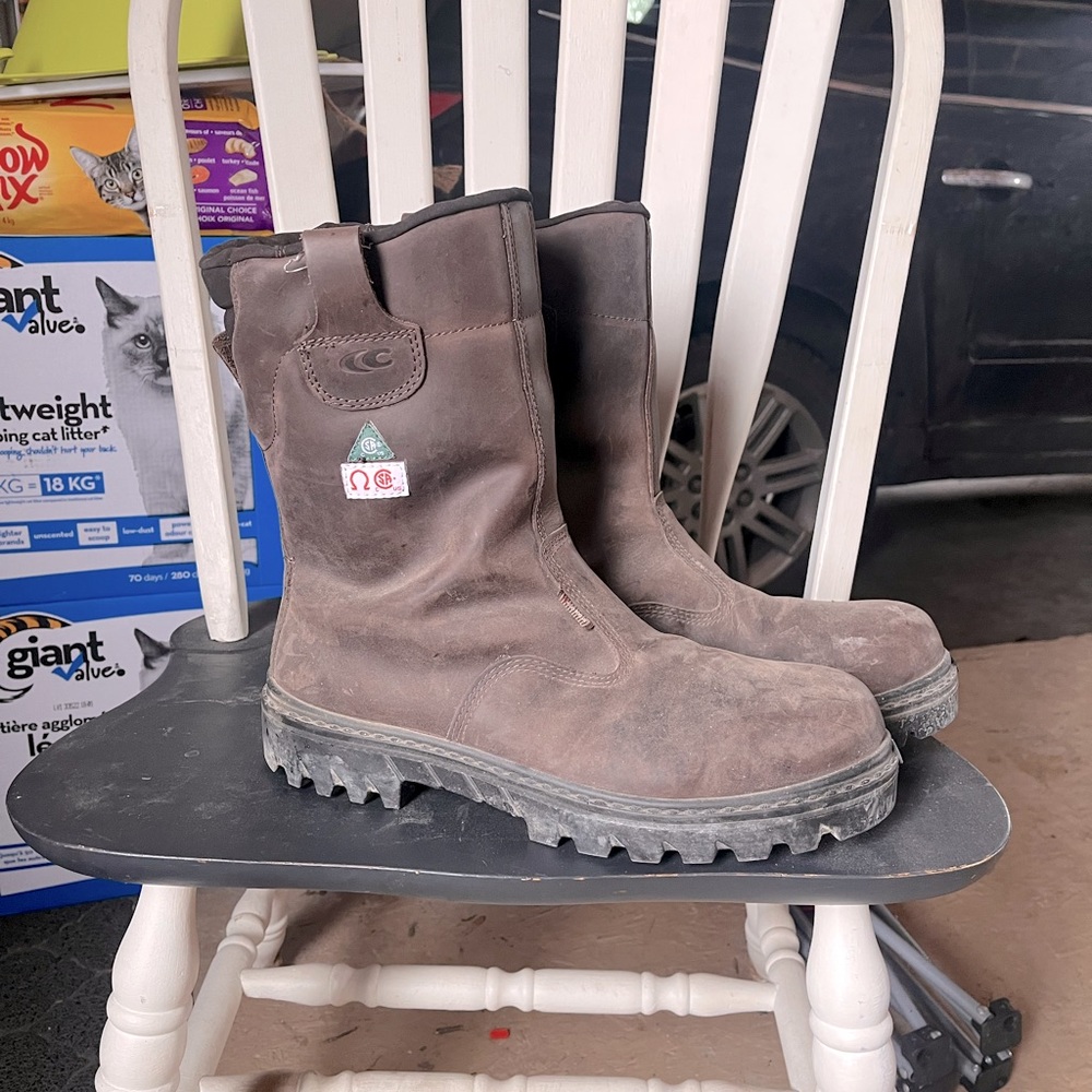 Brown slip on work boots
